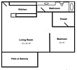 Floorplan Image 10105Jr One Bedroom Layout
